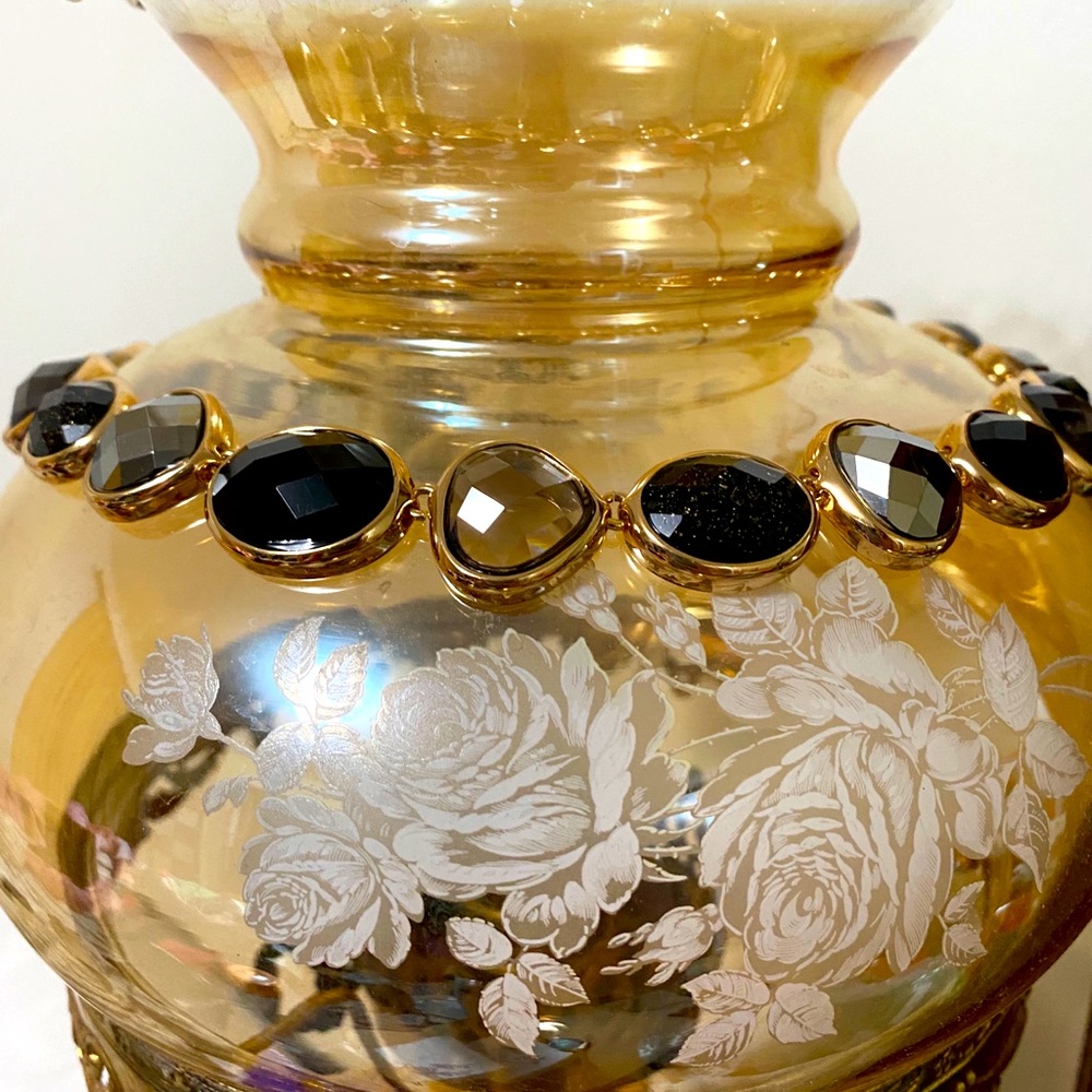 Anne Klein Necklace black/grey stones in gold